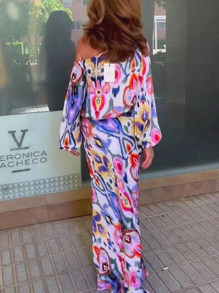 Vestido a color con un hombro al descubierto
